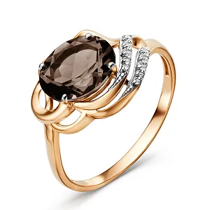 Кольцо из красного золота с раухтопазом