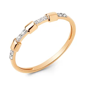 Кольцо из красного золота с фианитами