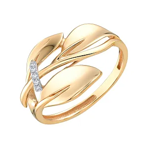 Кольцо из красного золота с фианитами