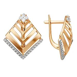 Серьги из красного золота с фианитами