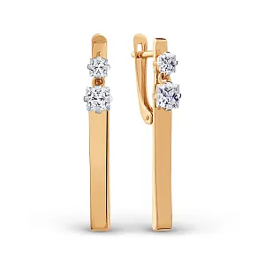 Серьги из красного золота с фианитами