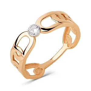 Кольцо из красного золота с фианитом