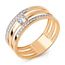 Кольцо из красного золота с фианитами