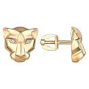 Серьги пусеты из красного золота с бриллиантами