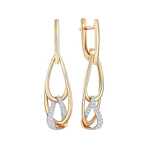 Серьги из красного золота с фианитами