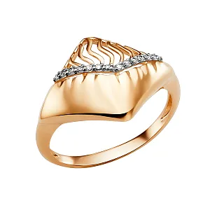 Кольцо из красного золота с фианитами