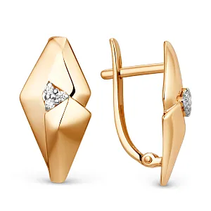 Серьги из красного золота с фианитами