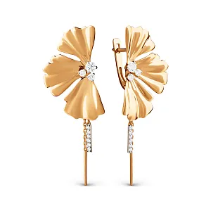 Серьги из красного золота с фианитами