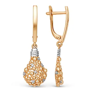 Серьги из красного золота с фианитами