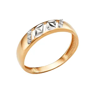 Кольцо из красного золота с фианитами