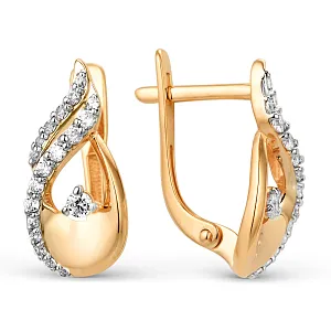 Серьги из красного золота с фианитами