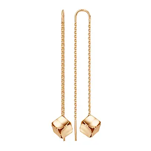 Серьги продевки из красного золота