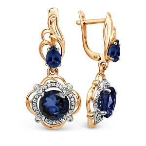 Серьги из красного золота с корундами