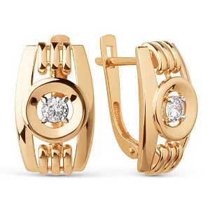 Серьги из красного золота с фианитами