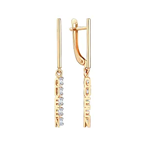 Серьги из красного золота с фианитами