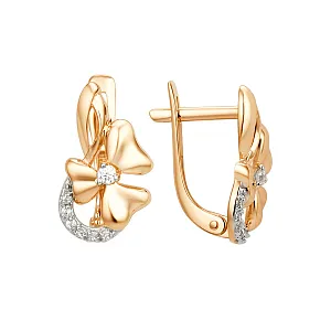 Серьги из красного золота с фианитами