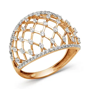 Кольцо из красного золота с фианитами