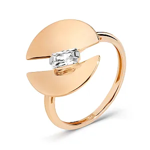 Кольцо из красного золота с фианитом