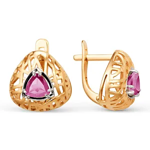Серьги из красного золота с корундами