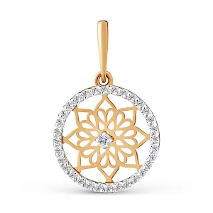 Подвеска из красного золота с фианитами