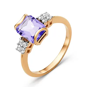 Кольцо из красного золота с аметистом