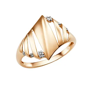 Кольцо из красного золота с фианитами