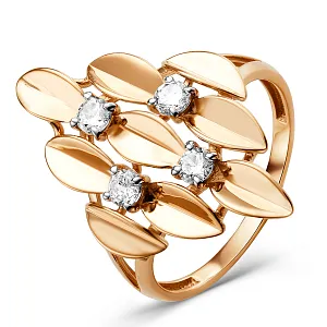 Кольцо из красного золота с фианитами