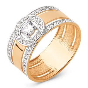 Кольцо из красного золота с фианитами