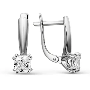 Серьги из белого золота с фианитами