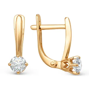 Серьги из красного золота с фианитами