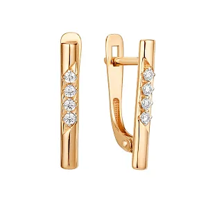 Серьги из красного золота с фианитами