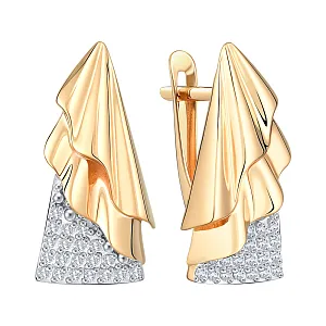 Серьги из красного золота с фианитами