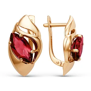 Серьги из красного золота с гранатами