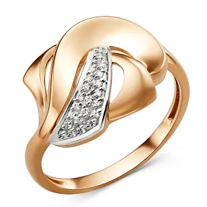 Кольцо из красного золота с фианитами