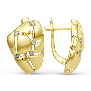 Серьги из желтого золота с фианитами