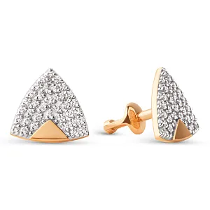 Серьги пусеты из красного золота с фианитами