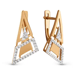 Серьги из красного золота с фианитами