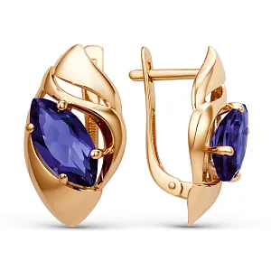 Серьги из красного золота с корундами