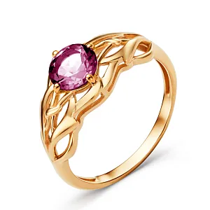 Кольцо из красного золота с корундом