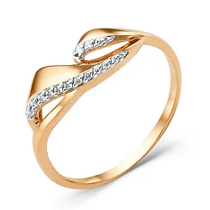 Кольцо из красного золота с фианитами