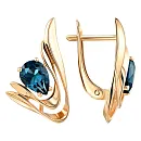 Серьги из красного золота с лондон топазами