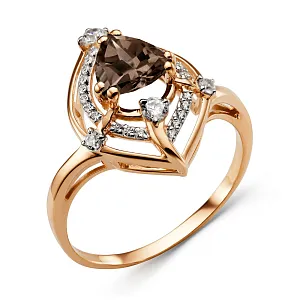 Кольцо из красного золота с раухтопазом