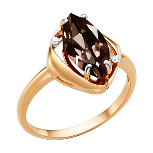 Кольцо из красного золота с раухтопазом