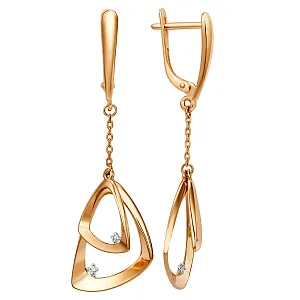 Серьги из красного золота с фианитами