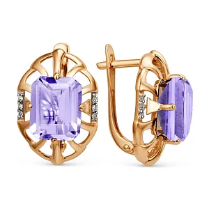 Серьги из красного золота с аметистами