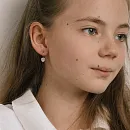 Серьги детские из красного золота с фианитами