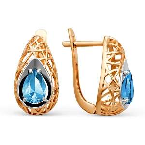Серьги из красного золота с лондон топазами