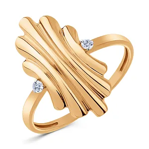 Кольцо из красного золота с фианитами