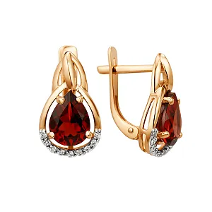 Серьги из красного золота с гранатами