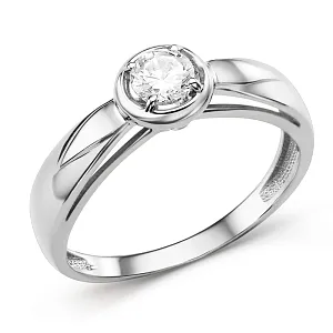 Кольцо из белого золота с фианитом